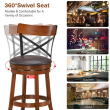Load image into Gallery viewer, Set of 2 Bar Stools 360-Degree Swivel Dining Bar Chairs with Rubber Wood Legs-29.5 inch
