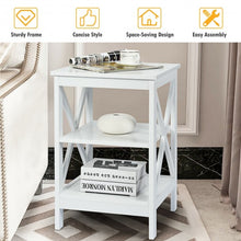 Load image into Gallery viewer, 3-Tier Nightstand End Table with X Design Storage -White
