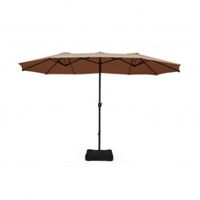 Load image into Gallery viewer, 15 Foot Extra Large Patio Double Sided Umbrella with Crank and Base-Tan
