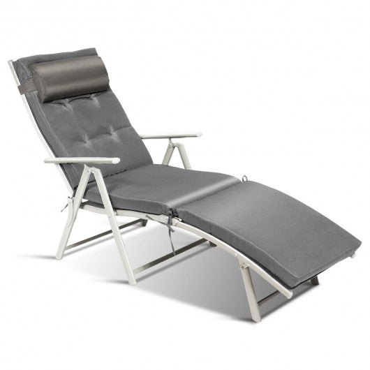 Outdoor Lightweight Folding Chaise Lounge Chair-Gray