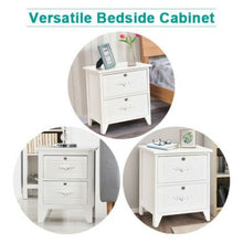 Load image into Gallery viewer, Solid Wood Elegant Storage Nightstand w/ 2 Locking Drawers-White
