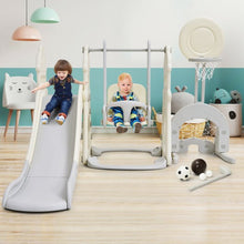 Load image into Gallery viewer, 6 in 1 Slide and Swing Set with Ball Games for Toddlers-White
