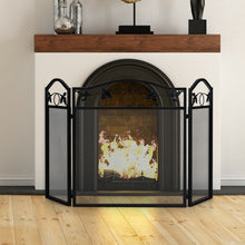 Load image into Gallery viewer, 3 Panel Foldable Steel Fireplace Screen Spark Guard Fence
