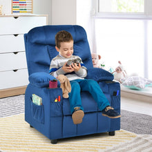 Load image into Gallery viewer, Adjustable Lounge Chair with Footrest and Side Pockets for Children-Blue
