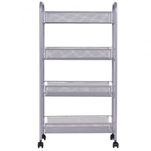 Load image into Gallery viewer, Black/Gray 4 Tier Storage Rack Trolley Cart-Gray
