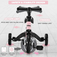 Load image into Gallery viewer, 3 in 1 3 Wheel Kids Tricycles with Adjustable Seat &amp; Handlebarfor Ages 1-3-Pink
