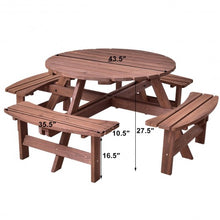 Load image into Gallery viewer, Patio 8 Seat Wood Picnic Dining Seat Bench Set
