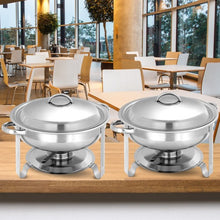 Load image into Gallery viewer, 2-Pack Full Size Tray 5 Quart Stainless Steel Round Chafing Dish
