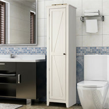 Load image into Gallery viewer, Linen Tower Bathroom Storage Cabinet Tall Slim Side Organizer with Shelf-White
