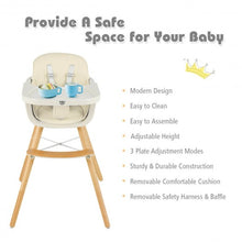 Load image into Gallery viewer, 3 in 1 Convertible Wooden High Chair with Cushion-Beige
