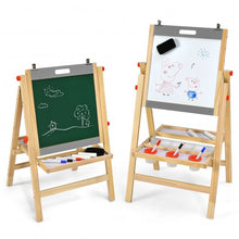 Load image into Gallery viewer, Kids Art Easel with Paper Roll Double Sided Chalkboard and Whiteboard-Gray
