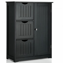 Load image into Gallery viewer, Bathroom Floor Cabinet Side Storage Cabinet with 3 Drawers and 1 Cupboard-Black
