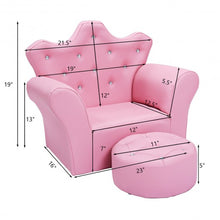 Load image into Gallery viewer, Pink Kids Sofa Armrest Couch with Ottoman
