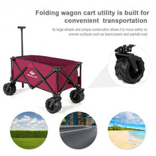 Load image into Gallery viewer, Collapsible Outdoor Utility Garden Trolley Folding Wagon-Wine
