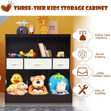 Load image into Gallery viewer, Freestanding Combo Cubby Bin Storage Organizer Unit W/3 Baskets-Brown
