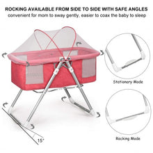 Load image into Gallery viewer, 2 in 1 Foldable Crib with Detachable &amp; Thicken Mattress-Pink
