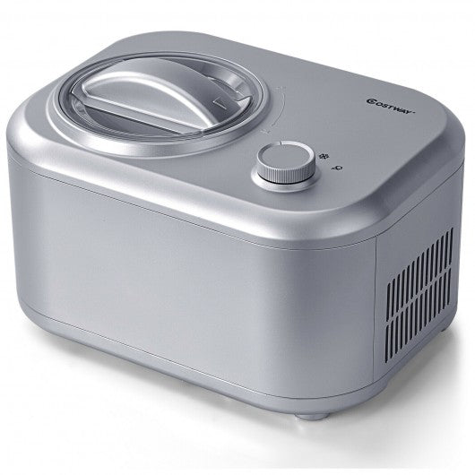 1.1 QT Ice Cream Maker Automatic Frozen Dessert Machine with Spoon-Silver