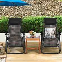 Load image into Gallery viewer, 2Pcs Folding Patio Rattan Zero Gravity Lounge Chair-Brown
