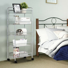 Load image into Gallery viewer, 5 Tier Mesh Rolling File Utility Cart Storage Basket-Gray
