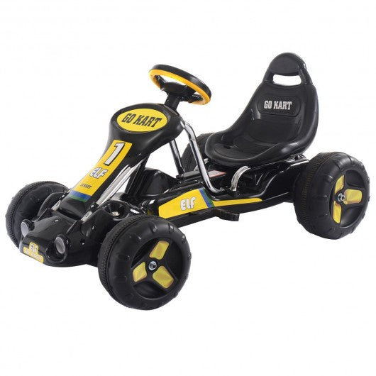 Go Kart Kids Ride Car Pedal Powered Car 4 Wheel Racer Toy Stealth Outdoor-Black