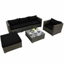 Load image into Gallery viewer, Rattan Wicker Patio Sofa Set with Black Cushion

