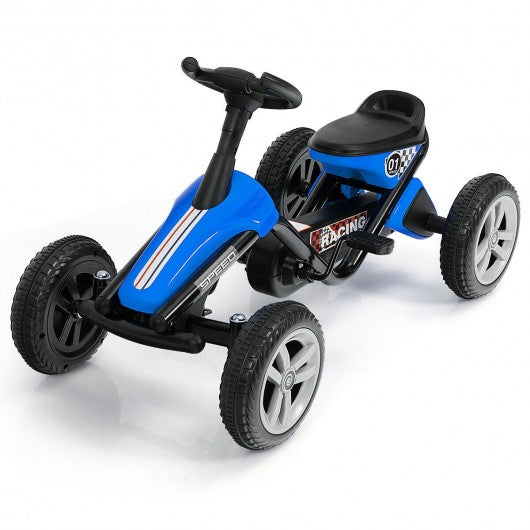 4 Wheel Pedal Powered Ride on Racer Car for Kids-Blue