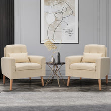 Load image into Gallery viewer, Accent Chair Cushioned Linen Armchair with Waist Pillow Sofa Chair-Beige

