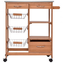 Load image into Gallery viewer, Bamboo Kitchen Shelf Island Trolley Cart

