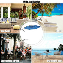 Load image into Gallery viewer, 10&#39; Patio Hanging Umbrella Sun Shade with Solar LED Lights-Blue
