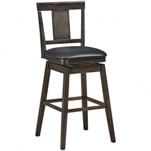 Load image into Gallery viewer, 29 inch Swivel Upholstered Counter Height Bar Stool with Rubber Wood Legs

