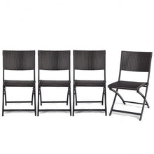 Load image into Gallery viewer, 4 pcs Patio Folding Back Rattan Camping Garden Chair
