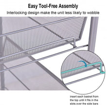 Load image into Gallery viewer, Black/Gray 4 Tier Storage Rack Trolley Cart-Gray
