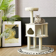 Load image into Gallery viewer, 46 Inch Wooden Cat Activity Tree with Platform and Cushionsfor for Cats and Kittens
