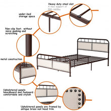 Load image into Gallery viewer, Queen size Metal Bed Frame Platform Bed Upholstered Panel-Chocolate
