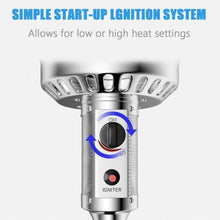 Load image into Gallery viewer, Outdoor Heater Propane Standing LP Gas Steel with Table and Wheels-Silver
