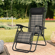 Load image into Gallery viewer, Folding Patio Rattan Zero Gravity Lounge Chair Recliner-Gray
