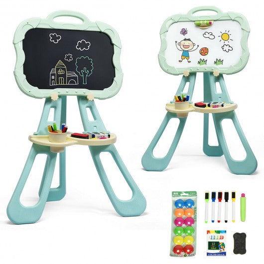 4 in 1 Double Sided Magnetic Kids Art Easel-Green