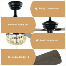 Load image into Gallery viewer, 52&quot; Retro Ceiling Fan Light with Reversible Blades Remote Control-Black
