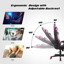 Load image into Gallery viewer, Massage Gaming Chair with Lumbar Support and Headrest-Pink
