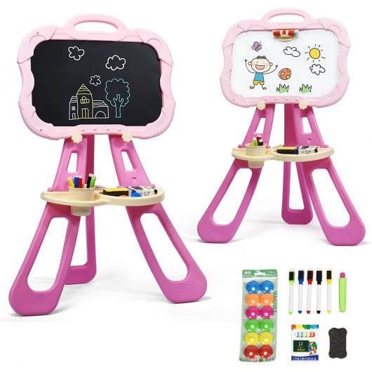 4 in 1 Double Sided Magnetic Kids Art Easel-Pink