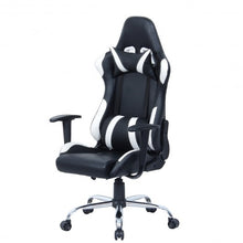 Load image into Gallery viewer, Black and White Gaming Chair with Head-Rest Pillow
