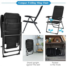 Load image into Gallery viewer, Set of 4 Patio Folding Chairs with Adjustable Backrest-Black
