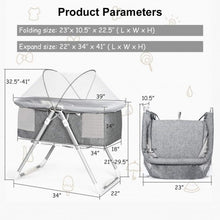 Load image into Gallery viewer, 2 in 1 Foldable Crib with Detachable &amp; Thicken Mattress-Gray
