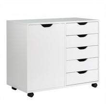 Load image into Gallery viewer, 5-Drawer Dresser Chest Mobile Storage Cabinet with Door-White
