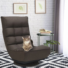Load image into Gallery viewer, 4-Position Adjustable 360 Degree Swivel Folding Floor Sofa Chair-Brown
