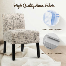 Load image into Gallery viewer, Armless Letter Print Fabric Chair with Solid Wood Legs
