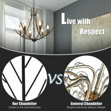 Load image into Gallery viewer, 6-Light Vintage Branch Chandelier Copper Ceiling Lamp
