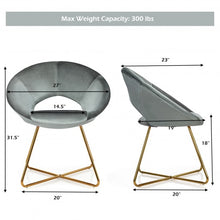 Load image into Gallery viewer, Modern Accent Velvet Dining Arm Chair w/ Golden Metal Legs and Soft Cushion-Gray
