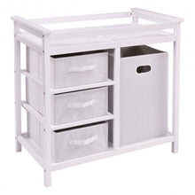Load image into Gallery viewer, Infant Baby Changing Table w/3 Basket Hamper Diaper Storage Nursery-White
