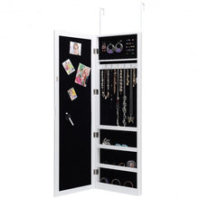 Load image into Gallery viewer, Wall Door Mounted Magnetic Mirrored Jewelry Cabinet-White
